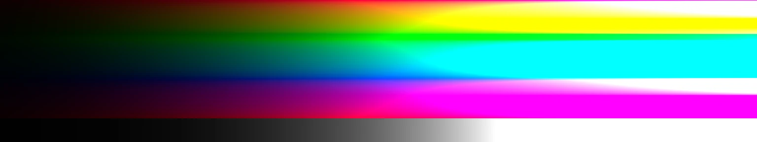 As the colors get brighter they turn into flat, neon blocks of yellow, cyan and magenta.