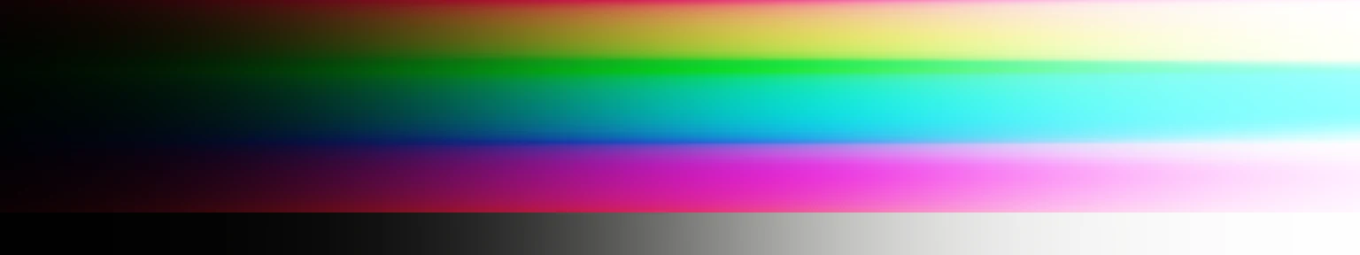 The same colors fade smoothly to white as they get brighter.